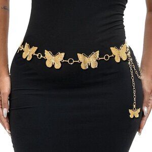 Butterfly Waist Chain Rhinestone Metal Turquoise Gold Silver Accessories Women